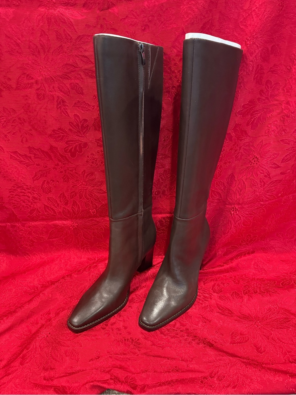 Nine West Tall Leather Over-the-Knee Boots in Dark Brown